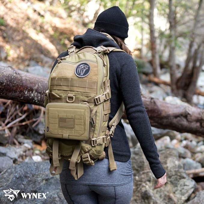 WYNEX Tactical Folding Admin Pouch, Molle Tool Bag of Laser-Cut Design, Utility Organizer EDC Medical Bag Modular Pouches Tactical Attachment Waist Pouch Include U.S Patch