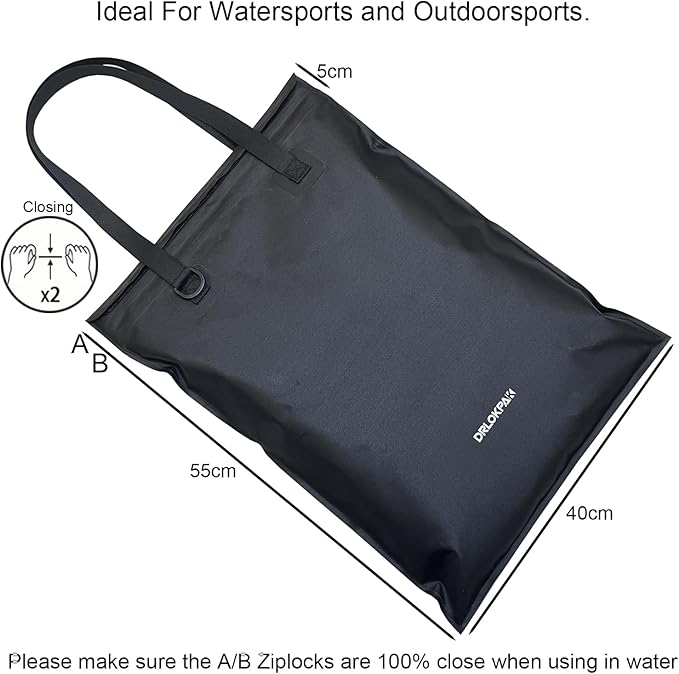 DRLOKPAK Waterproof Dry Tote Bag 20L Dry Beach Bag Keep phone Passport Wallet Key clothes Dry Perfect for kayak Snorkel Dive Surf Sail Boat Beach Pool Camp Travel