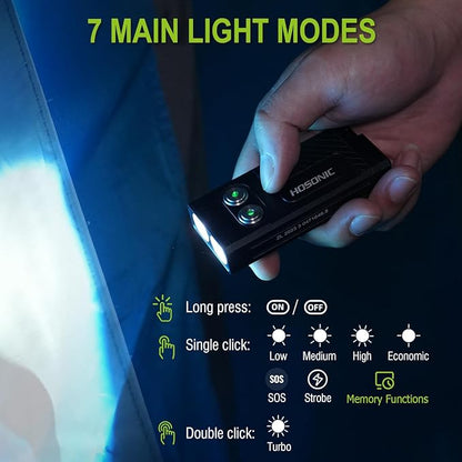 D16 Small Flashlights Powerful 2060 Lumen, 365nm UV Flashlight Rechargeable, Mini LED Super Bright Flash Light with Pocket Clip, Magnetic, 10 Modes EDC for Home Camping Emergencies