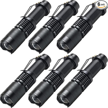 6 Pack Red Light Flashlight 3 Modes Red LED Flashlight Scalable Red Light Torch with Clip for Hunting Astronomy Night Observation and Outdoor Activities