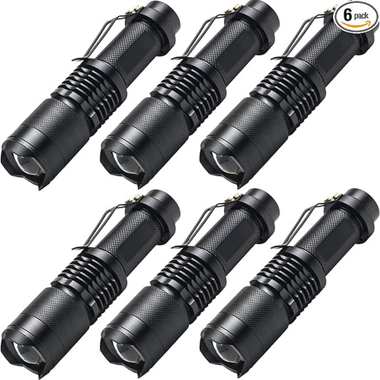 6 Pack Red Light Flashlight 3 Modes Red LED Flashlight Scalable Red Light Torch with Clip for Hunting Astronomy Night Observation and Outdoor Activities