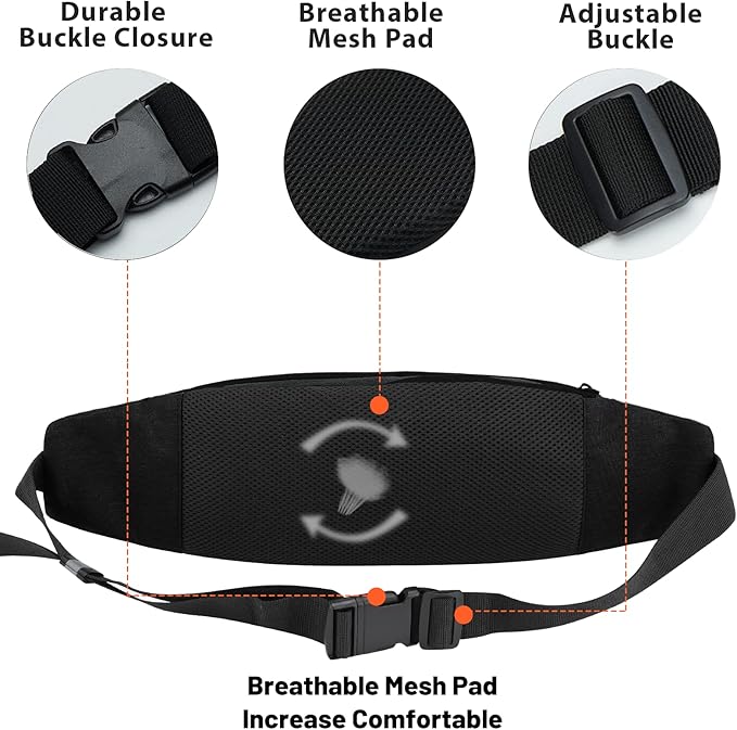 SINNO Large Crossbody Fanny Pack for Women Men Belt Bag With 4-Zipper Pockets for Travel Running Hiking Workout Dog Walking Outdoors Sport Fishing Waist Pack Bag Carrying All Phones