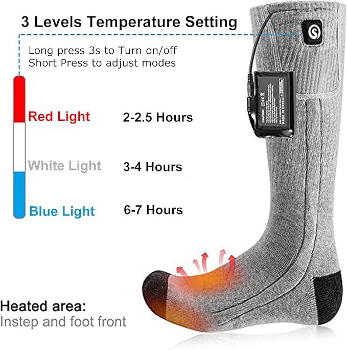 Heated Socks for Men Women, SAVIOR HEAT Electric Rechargeable Battery Thick Long Ski Socks for Winter Cold Weather Hunting Hiking Camping Skating Motorcycle Cycling Fishing