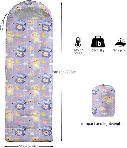 QOOMO Camping Sleeping Bags,3 Season Warm & Cool Weather,Lightweight,Waterproof Sleeping Bags for Adults & Kids,Traveling,and Outdoors,Camping Gear Equipment