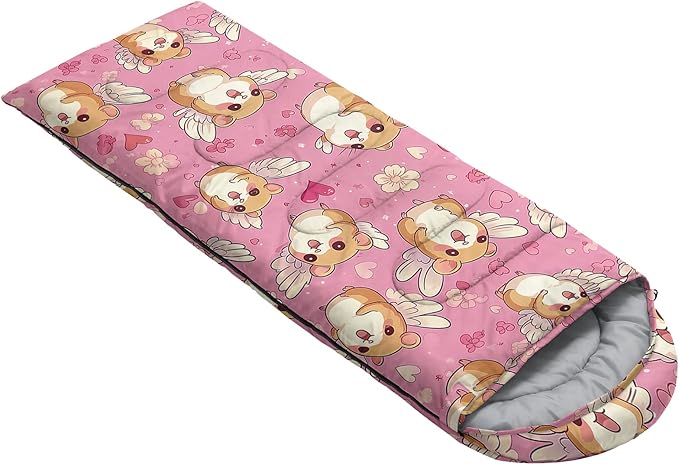 AILONEN Cartoon Fox Camping Sleeping Bag for Boys Girls Adults,Lightweight & Waterproof,3 Season Warm & Cold Weather,Portable,Kawaii Fox Printed Sleeping Bag,Traveling,Camping,Hiking