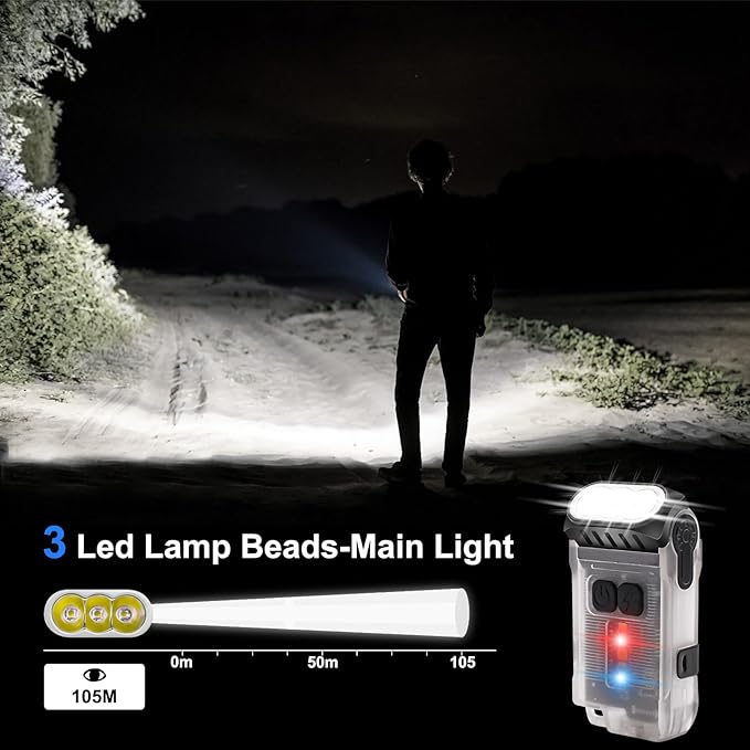 Mini Flashlight Rechargeable,Powerful 1200 Lumen LED Flashlight with Side Lights,IP67 Waterproof Handheld EDC Flashlight-10 Light Modes with Clip,for Camping, Outdoor, and Emergency