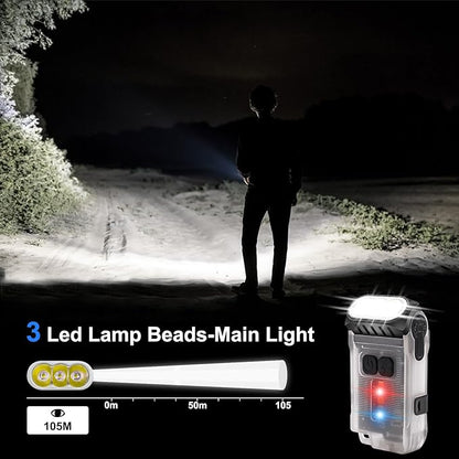 Mini Flashlight Rechargeable,Powerful 1200 Lumen LED Flashlight with Side Lights,IP67 Waterproof Handheld EDC Flashlight-10 Light Modes with Clip,for Camping, Outdoor, and Emergency