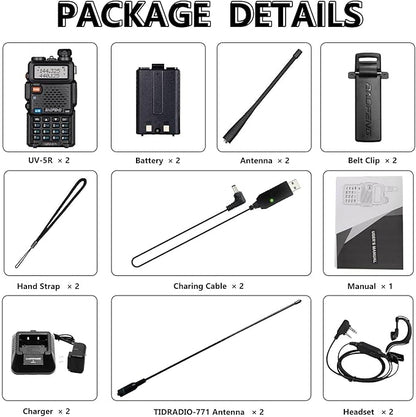 BaoFeng UV-5R 8W High Power Ham Radio with Wireless Programmer,USB Charging Dual Band Long Range Two Way Radio Walkie Talkie Ham Radio Handheld
