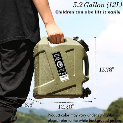 3.2 Gallon Water Storage Containers BPA Free for Camping, Large Capacity Water Tank with Spigot, Portable Emergency Water Storage for Outdoor Camping & Survival Kit