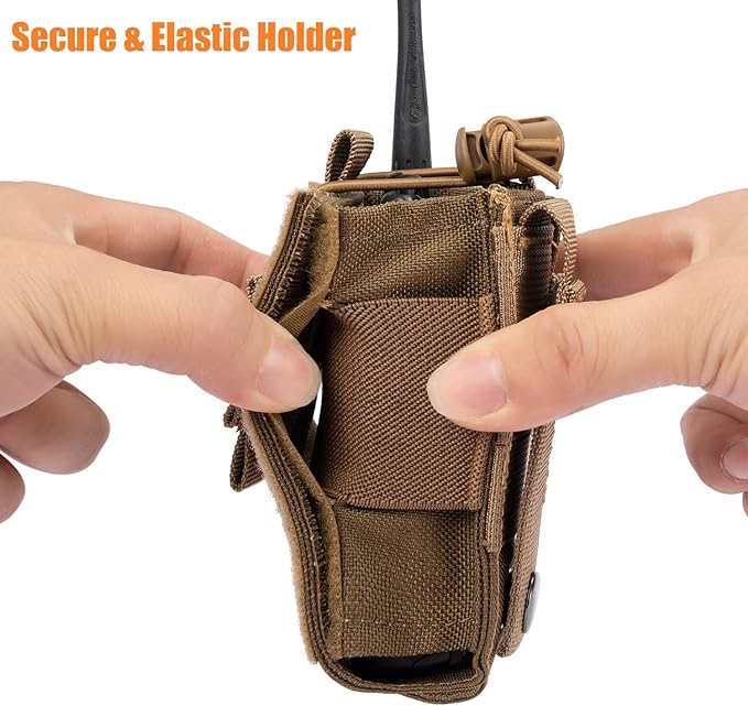 Adjustable Radio Pouch MOLLE Radio Holder for Tactical Duty Belt Two Ways Radio Holster Walkie Talkies Case Rifle Mag Carrier 5.56mm 7.62mm Magazine Nylon Carry Bag for Police Security Rescue