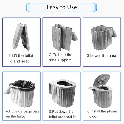 Foldable Portable Toilet for Adults, Upgraded Ergonomic Camping Toilet with 500 Lbs Load-Bearing Capacity, Emergency Car/Travel Toilet or Portable Potty for Adults