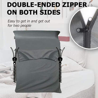 Frelaxy Sleeping Bag Liner, XL Travel Sheet & Camping Sheet for Backpacking, Hotel, Hostels & Traveling, Comfy & Easy Care, Full-Length Zipper/No Zipper