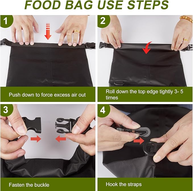 Fhmidic Bear Food Bag Hanging System, Easy to Throw Bear Bag Kit for Camping with a 10L Waterproof Bear Bag Backpacking, Survival Utility Rope, Carabiner