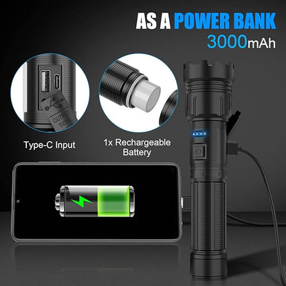 iToncs LED Flashlight Rechargeable, 3500 Lumens Super Bright Magnetic Flashlight with COB Work Light, IPX67 Waterproof, 3+4 Modes, XHP50 Tactical Flashlights for Outdoor Camping Emergency