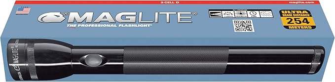 Maglite Heavy-Duty Incandescent 3-Cell D Flashlight in Display Box, Silver