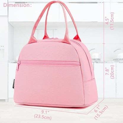 FlowFly Lunch Bag Tote Bag Lunch Organizer Lunch Holder Insulated Lunch Cooler Bag for Women/Men,Pink, LB002-PK07