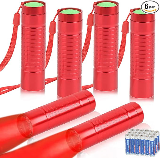 6 Pack Red Light LED Flashlight Mini, Red Flashlight Red Torch for Astronomy, Aviation, Night Observation and Animal Observation