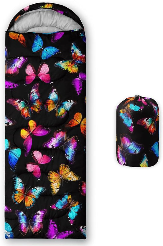 Camping Sleeping Bags,Mermaid Horse Butterfly Starry Sky 3 Season Warm & Cool Weather,Lightweight,Waterproof Sleeping Bags for Adults & Kids,Traveling,and Outdoors,Camping Gear Equipment