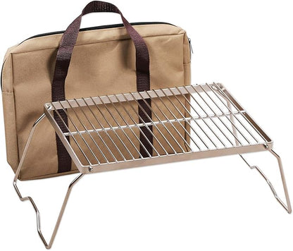 Campfire Grill 304 Stainless Steel Grate, Folding Camping Grill Heavy Duty with Carrying Bag, Medium