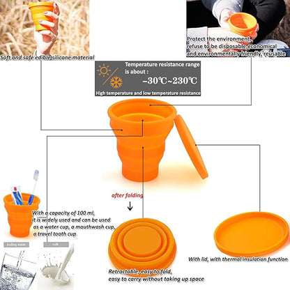 Camp Mess Kit Include Collapsible Bowls for Camping,Collapsible Cup with Lid,Camping Utensils for Hiking, Backpacking, Lunch, Beach Camping Bowl and Utensil Set