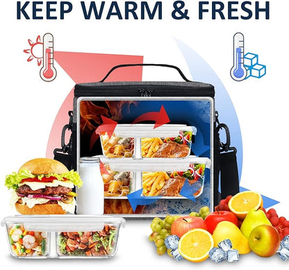 Gloppie Lunch Box for Men Women Insulated Lunch Bag Reusable Lunch Cooler Bag, Grey