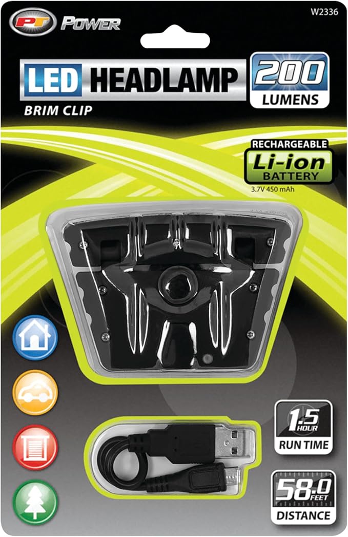 Performance Tool W2336 LED Hat Clip Light for Hands-Free Illumination with Rechargeable Battery and Adjustable Head