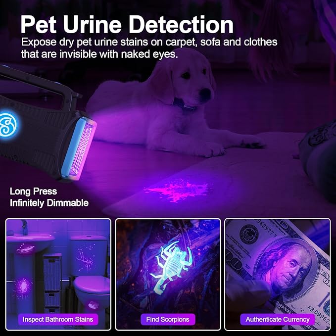 Rechargeable Flashlight, LED Spotlight Flashlight 10000 Capacity 6000LM 30h Ultra-Long Standby UV Flashlight Blacklight Waterproof with USB Output as a Power Bank
