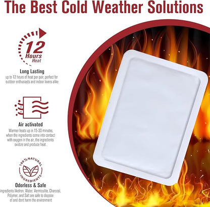 Hand Warmers - (Upgraded Large) Long Lasting Safe Natural odourless air Activated Hand Warmers - Up to 12 Hours of Heat - 20 Tablets for Cold Weather Such as Skiing, Winter Camping etc.