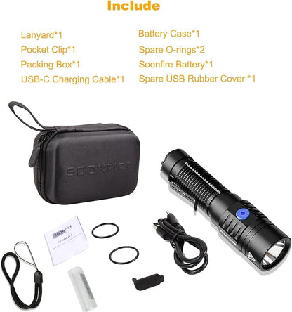E37 USB C Rechargeable LED Handheld Flashlights, 2530 Lumens - Ultra-Compact and Super Bright for Daily Carry, Work, Camping, Hiking - Ideal for Emergency and Law Enforcement Use