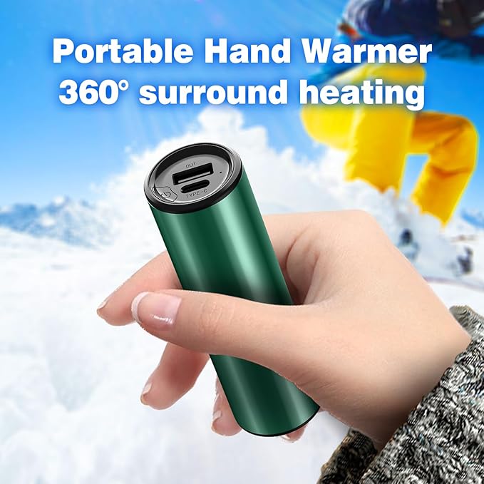 Hand Warmers Rechargeable, 1 Pack 8000mAh, Electric Portable Pocket Hand Warmer, 2 in 1 Hand Warmers and USB C Power Bank, Great Winter Warm Gifts for Ourdoor, Camping, Hunting, Girls