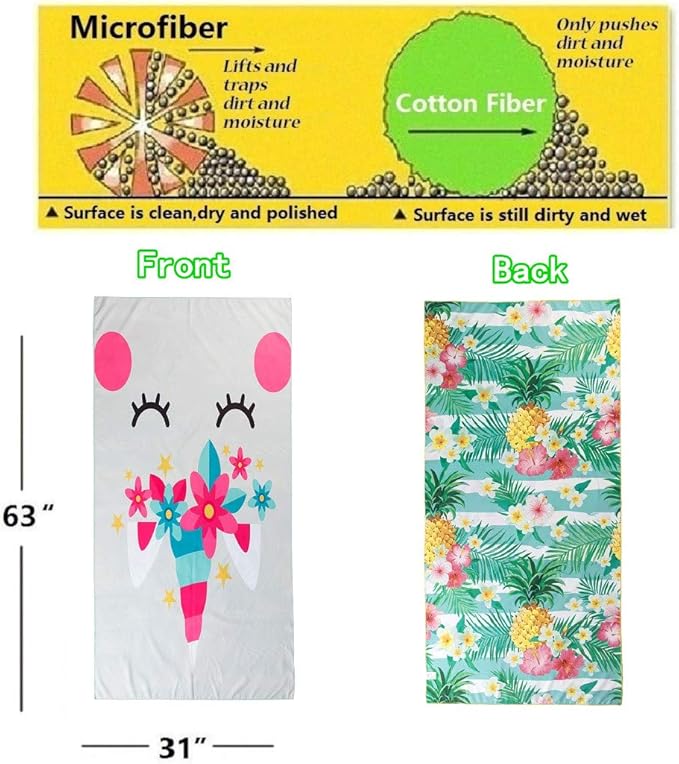 HAOKUN Unicorn Microfiber Beach Towel Large