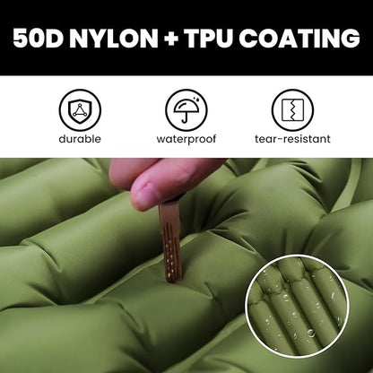 Double Sleeping Pad, Ultralight Self Inflating 4" with Pillow Built-in Foot Pump Inflatable Sleeping Mat Backpacking for Car Traveling, Backpacking, Camping and Hiking