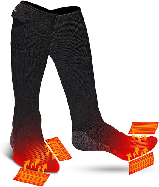 SNOW DEER Heated Socks,Upgraded 7.4V Rechargeable Battery Electric Socks for Men Women,Winter Cold Weather Warm Socks for Huting Fishing Camping Hiking Skiing Foot Warmer