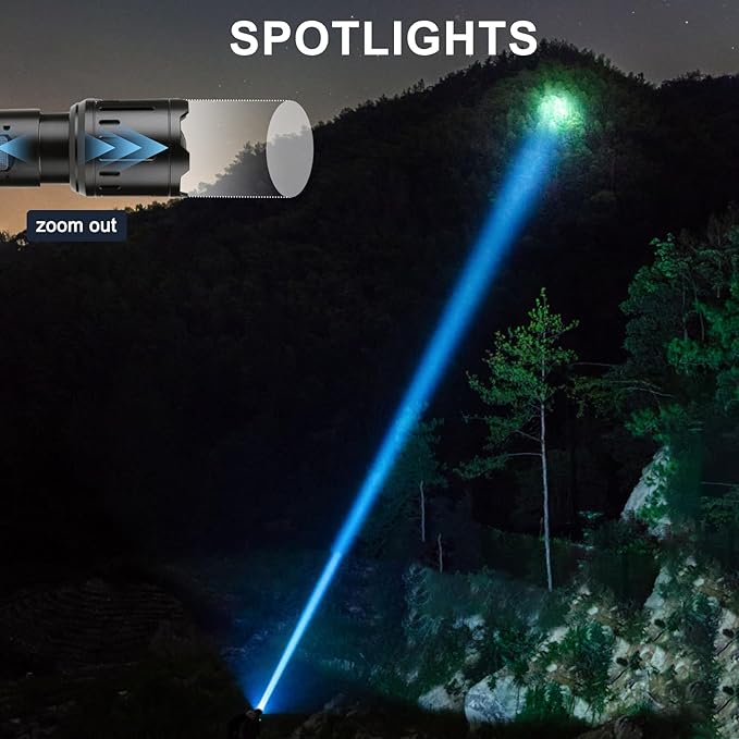 Flashlights High Lumens, 3500 Lumen Rechargeable flashlights, Flash Light with Five Modes, Super Bright Flashlight, Zoomable for Outdoors