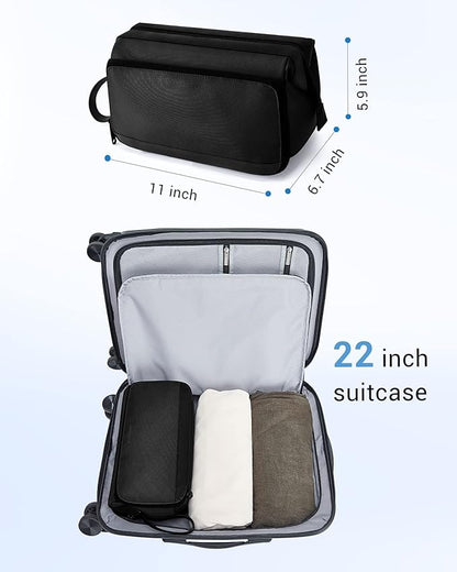 BAGSMART Toiletry Bag for Men, Wide Opening Dopp Kit Water Resistant Shaving Hygiene Organizer for Bathroom, Travel Essentials, Black