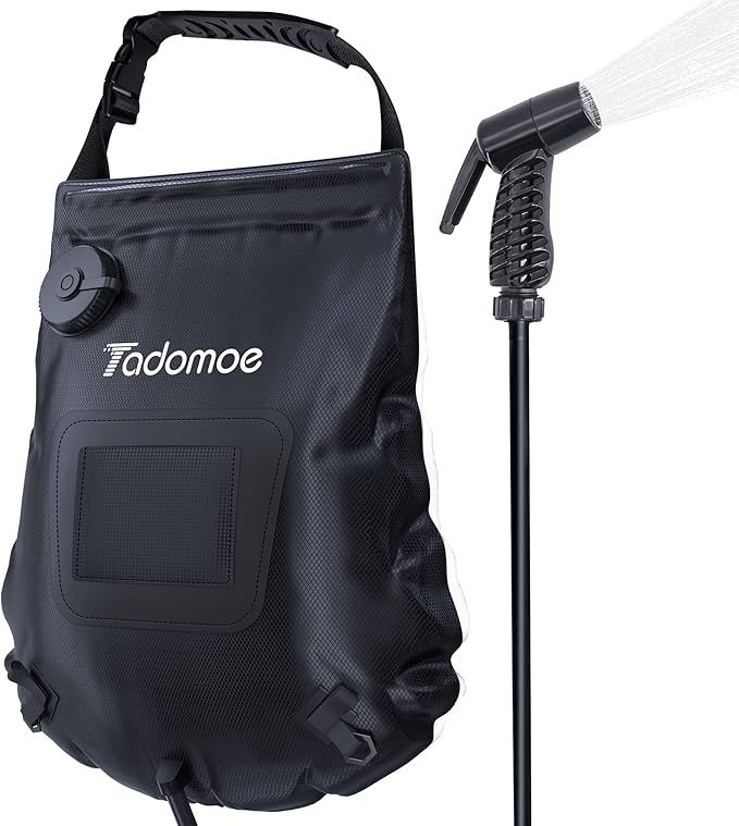 Portable Shower for Camping with a 5-Gallon/20L Capacity,Temperature Gauge & Convenient Shower Nozzle,Enjoy a Hot Solar Shower Anywhere You Travel,Perfect for Beach Trips,Camping,Hiking