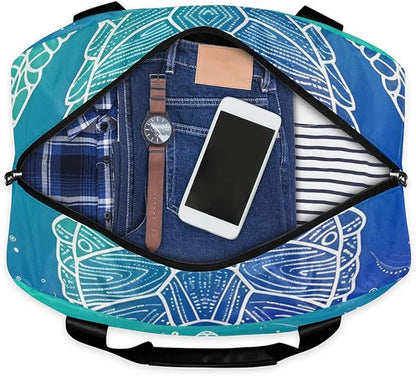 Sports Gym Bag Ocean Turtle Travel Duffel Bag Waterproof Lightweight Swim Bag Travel Tote Luggage Weekender Overnight Handbag Workout Bag with Shoes Compartment for Women Men
