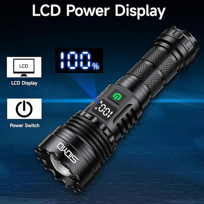 Flashlights High Lumens Tactical, Rechargeable Flashlight, 200000 Lumens Super Bright Flash Light, IPX45 Waterproof, 5 Modes Flash Lights for Camping, Emergency, Outdoor, Home