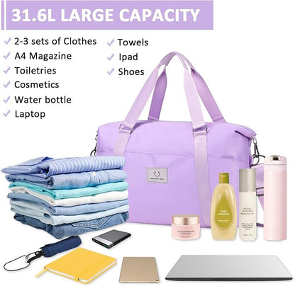Gym bag for Women, Travel Duffel Bags with Trolley Sleeve, Weekender Overnight Bag, Carry on Tote Bag Dance Bag