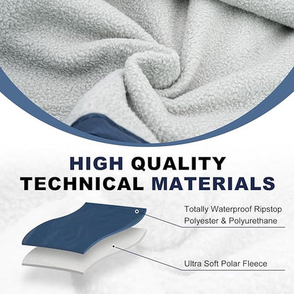 Fleece Waterproof Outdoor Blanket, Windproof Stadium Blanket for Camping, Picnics, and Sports Stay Dry and Comfortable 80"x58"