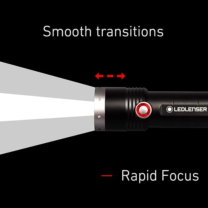 Ledlenser, MT10 Rechargeable Outdoor Flashlight, High Power LED, 1000 Lumens, Advanced Focus System for Home Use, Camping, Battery Charge Indicator