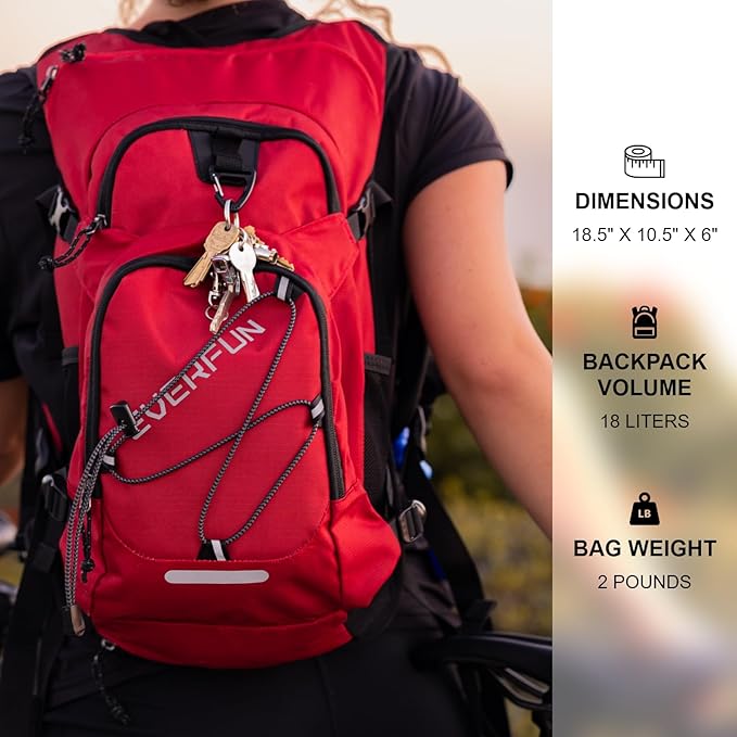 Everfun Hydration Backpack 18L with Water Bladder 2L/3L Hiking Water Backpack Women Men Lightweight Insulation Hydration Day Rucksack for Hiking, Cycling, Running, Festival, Camping