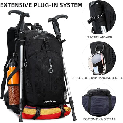40L Waterproof Lightweight Hiking,Camping,Travel Backpack for Men Women