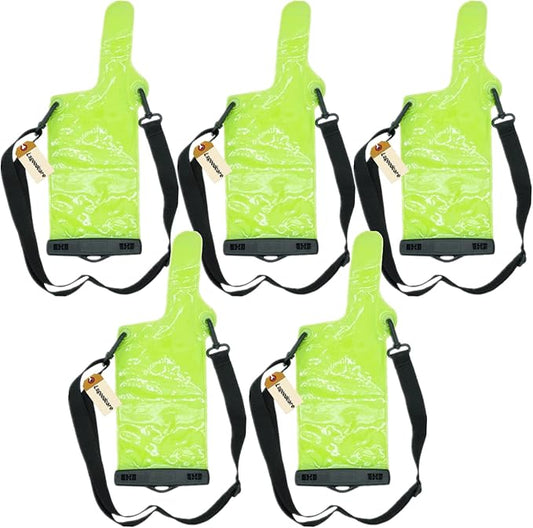 Lsgoodcare 5Pcs Portable Two Way Radio Waterproof Rainproof Bag Case Pouch Compatible with Motorola Kenwood Midland UV-3R UV-5R PX-888 Walkie Talkie Radio,5 Inch x 13.8 Inch, Green