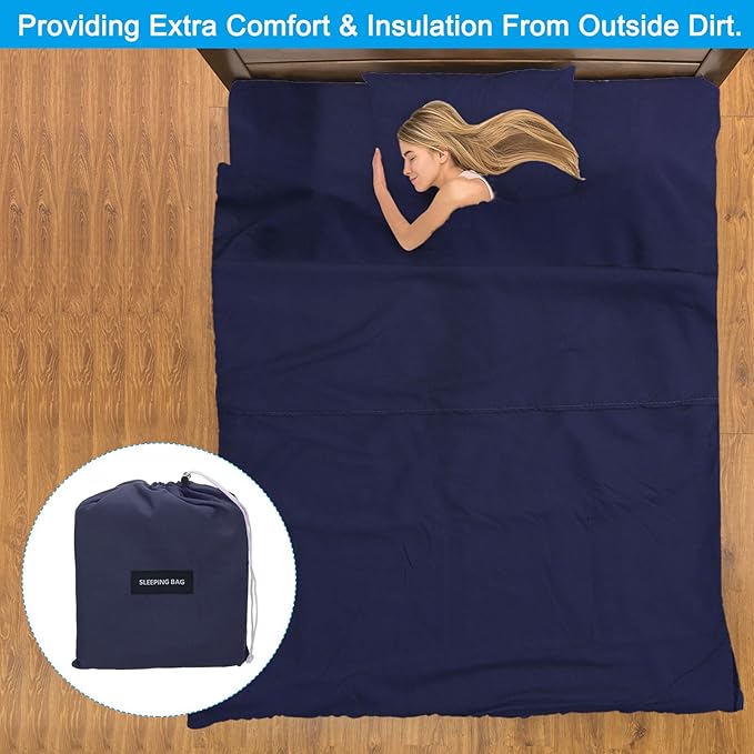 PATIKIL Sleeping Bag Liner Lightweight Soft Travel Camping Sheet Sleep Sack Compact Sleeping Bags Set with Carry Bag for Backpacking Camping Travel Hotel