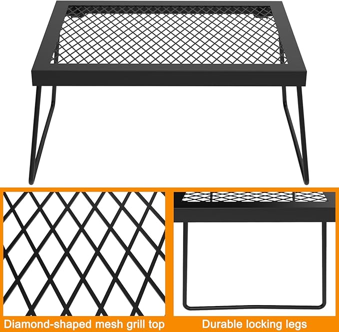 Camp Fire Cooking Racks Campfire Grate Over Fire Pit, Fireplace Cooking Grate Camp Fire Cooking Racks for Camping Cooking, Grill Grate for Fire Pit Over Fire Grill, Camping Accessories for Outside