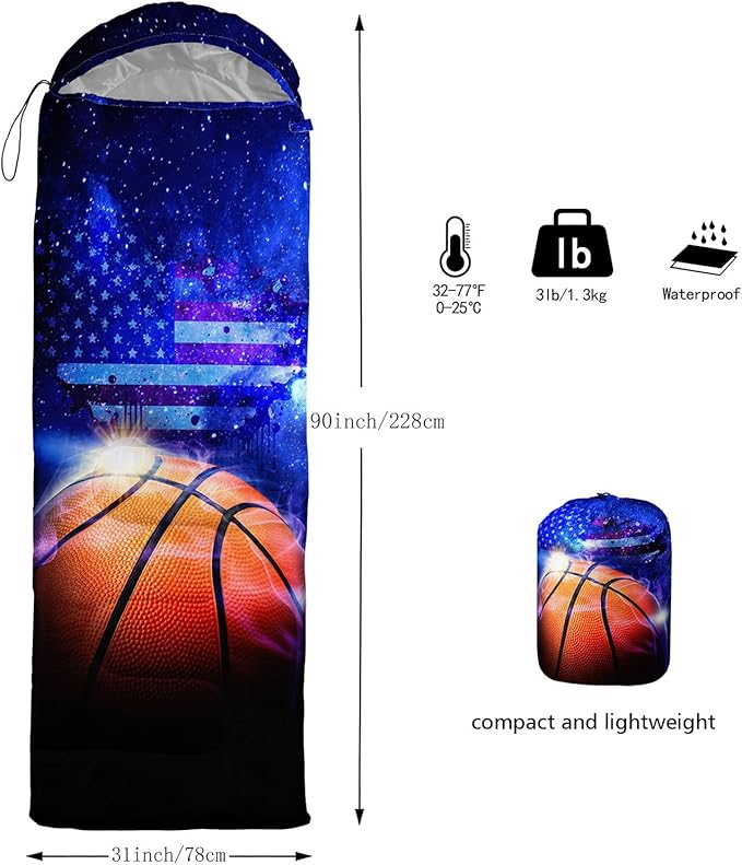Kids Sleeping Bag for Boys Girls,Cute Puppy Print-Lightweight Warm Portable Outdoor Indoor-Waterproof Cold Weather Resistant Sleeping Bag for Camping Hiking
