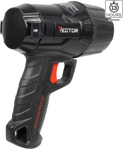 VECTOR LED Flashlight Spotlight, WPAK5V, Waterproof, 800 Lumens, Long Distance Light Beam, 6 AA Batteries Included