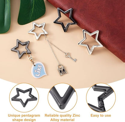 Star Carabiner, Zinc Alloy Heavy Duty Star Shaped Keychain Clip, Carabiner Clip for Camping, Hiking, Fishing