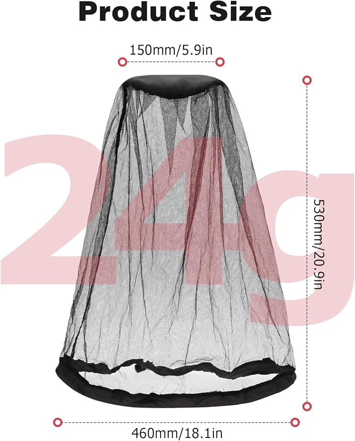 Mosquito Net Hat, 2-pack Mosquito Head Net Mesh for Outdoors Bug Net for Head Hiking Hats with Netting for Men Women